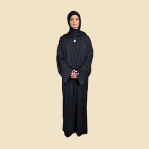 Black Diamonte Kimono open Abaya