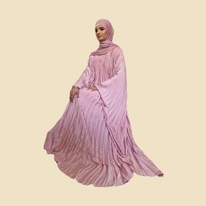 Pink Pleated kaftan Satin Dress