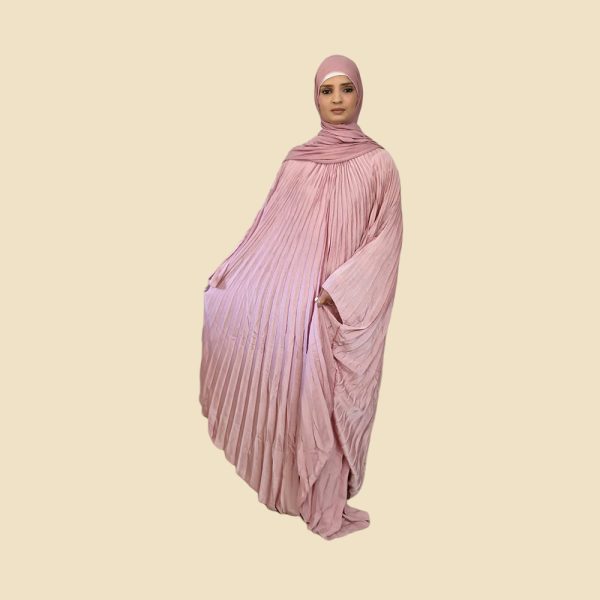 Pink Pleated kaftan Satin Dress - Image 2