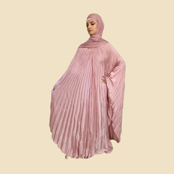 Pink Pleated kaftan Satin Dress - Image 5
