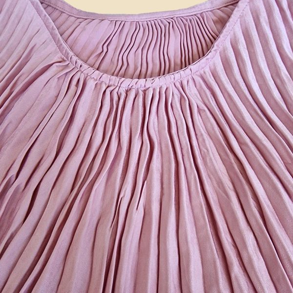 Pink Pleated kaftan Satin Dress - Image 4