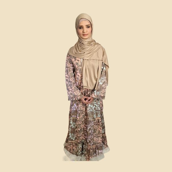 Floral print layered maxi dress