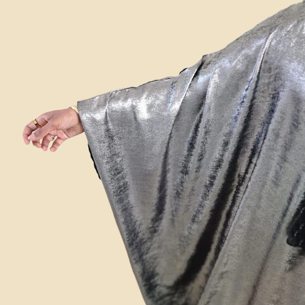 Silver Satin Kaftan Dress - Image 2