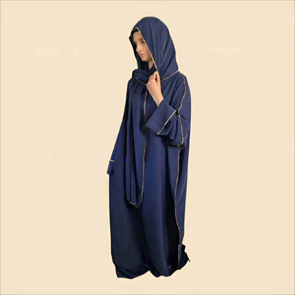 Navy gold detailing Abaya - Image 3