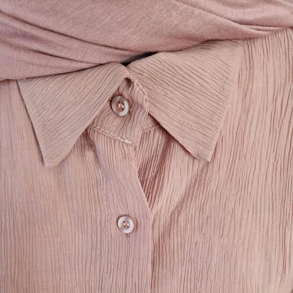 Pink Flower sleeve crinkle two piece set - Image 3