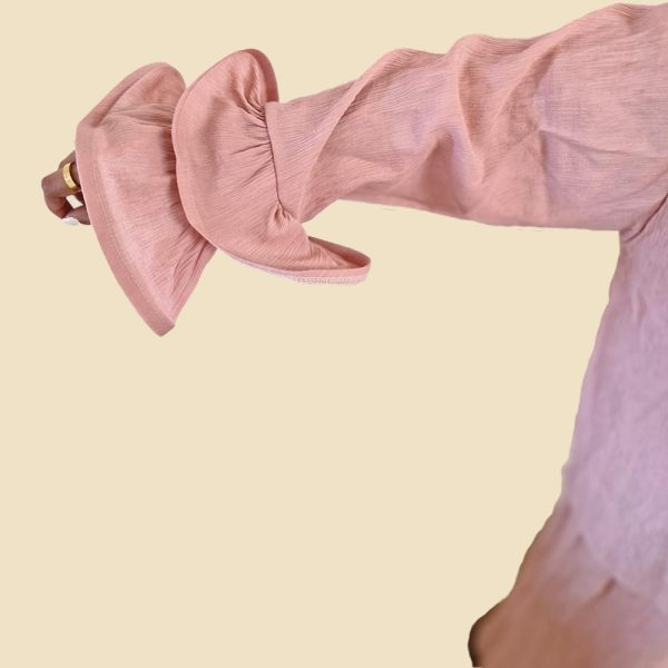Pink Flower sleeve crinkle two piece set - Image 2